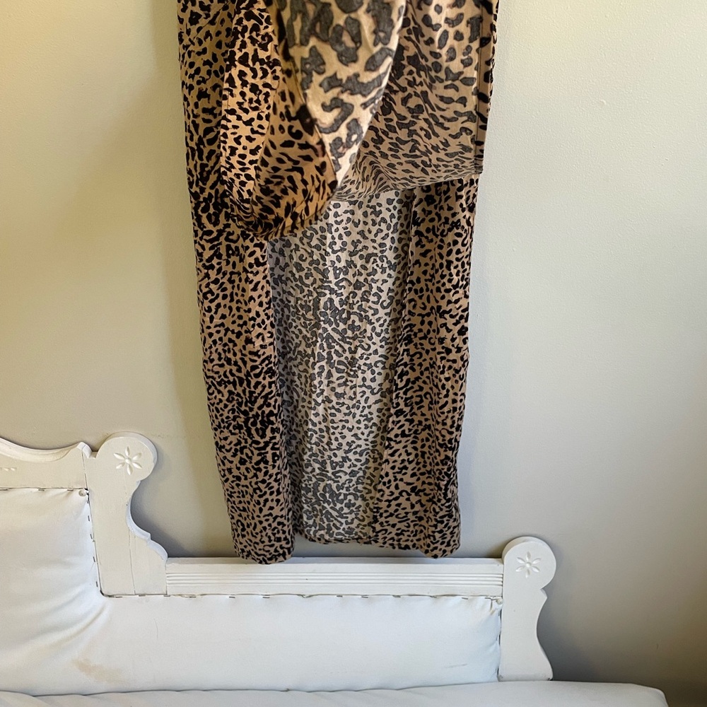 BLACK BROWN LEOPARD PRINT MAXI SKIRT BIGH WAIST ZIPPER DOUBLE SLIT FRONT PANEL - Picture 7 of 11